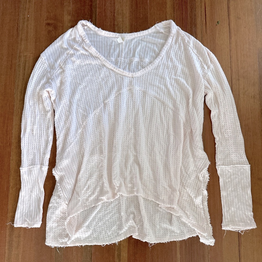 Light pink Free People waffle top